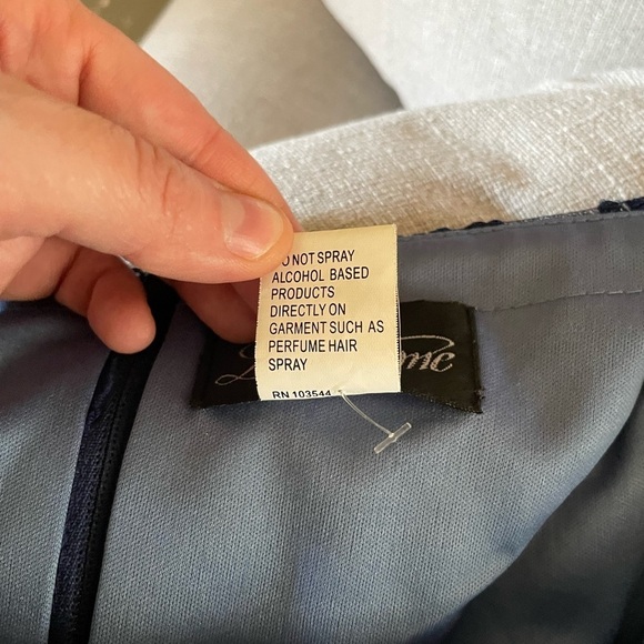 La Femme Beaded Lace Cocktail Navy Midi Dress - Picture 11 of 12